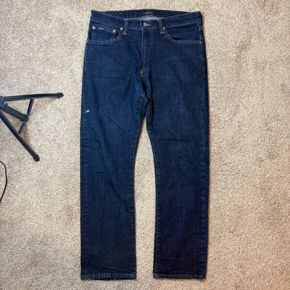 Polo Ralph Lauren Varick Slim Straight Jeans Mens 32x30 Dark Wash Indigo Denim